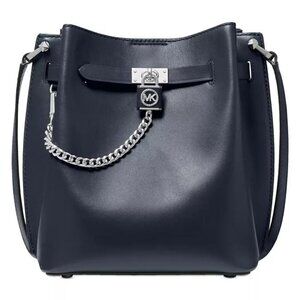 Michael Kors Hamilton Legacy Medium Leather Crossbody Messenger Bag, Navy